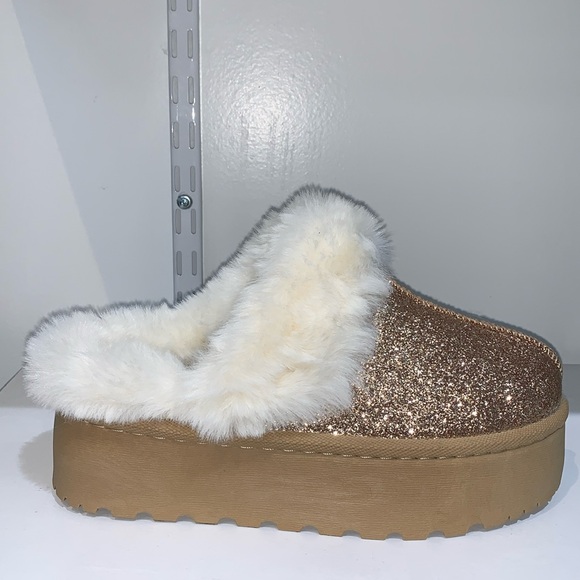 PLATFORM SPARKLY GOLD SLIPPERS - Picture 3 of 10